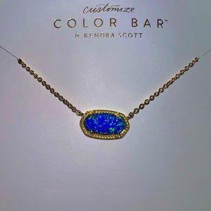 NWT Kendra Scott Elisa Necklace in Gold with Royal Blue Kyocera Opal